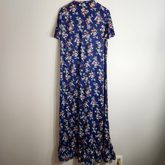 Floral Short Sleeve Tie Waist Maxi Dress-Size M - Picture 9 of 10